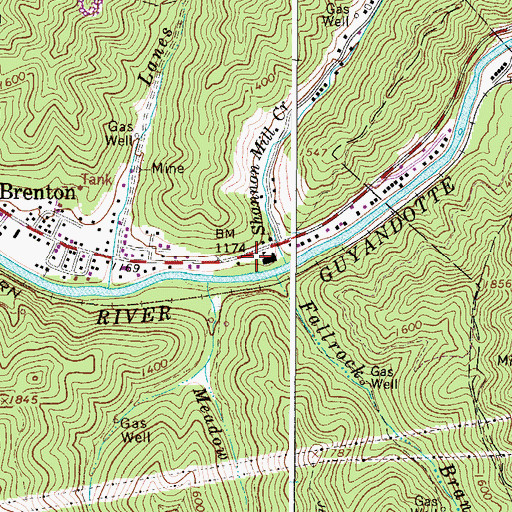 Topographic Map of Brenton Volunteer Fire Department, WV