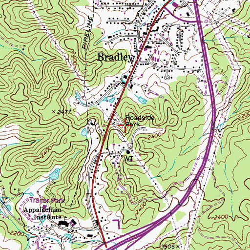 Topographic Map of Bradley - Prosperity Volunteer Fire Department Station 1, WV