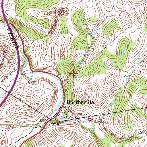 Topographic Map of Boothsville Volunteer Fire Department, WV