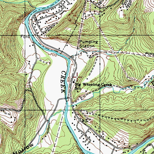 Topographic Map of Big Wheeling Creek Volunteer Fire Department, WV