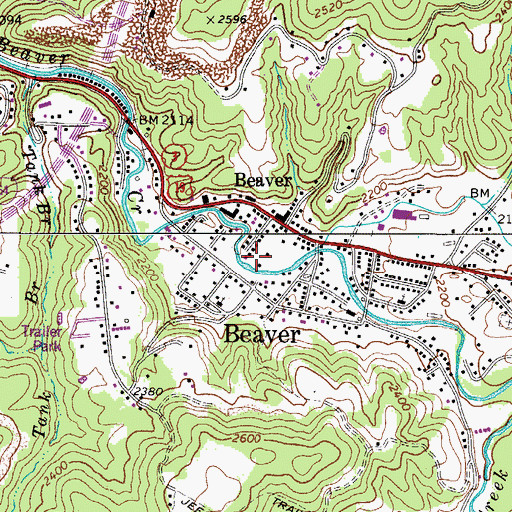 Topographic Map of Beaver Volunteer Fire Department Station 1, WV
