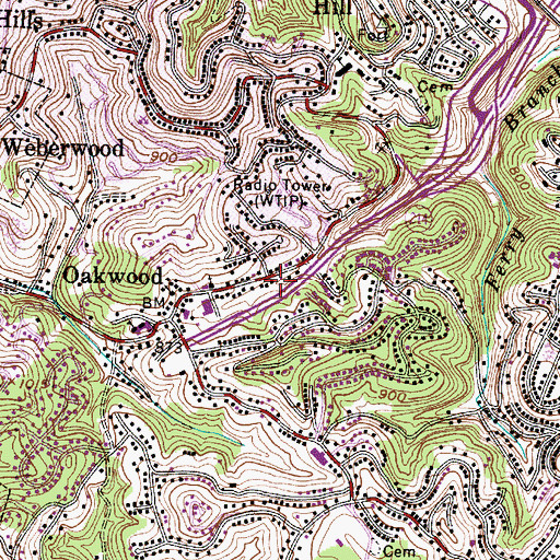 Topographic Map of Charleston Fire Department Station 3, WV