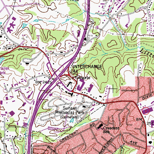 Topographic Map of Beckley Fire Department Station 2, WV
