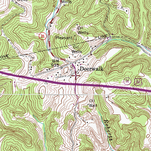 Topographic Map of Deerwalk Volunteer Fire Department, WV