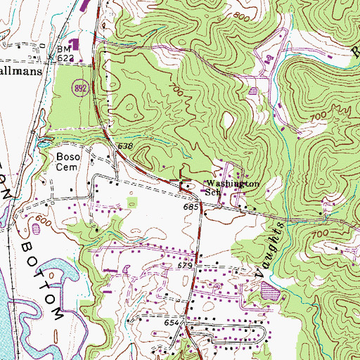 Topographic Map of Washington Bottom Volunteer Fire Department, WV