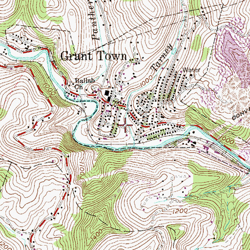 Topographic Map of Grant Town Volunteer Fire Department Station 37, WV