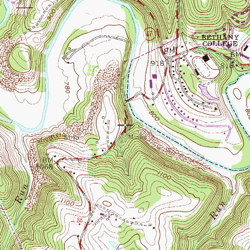 Topographic Map of Bethany Volunteer Fire Department Station 20, WV
