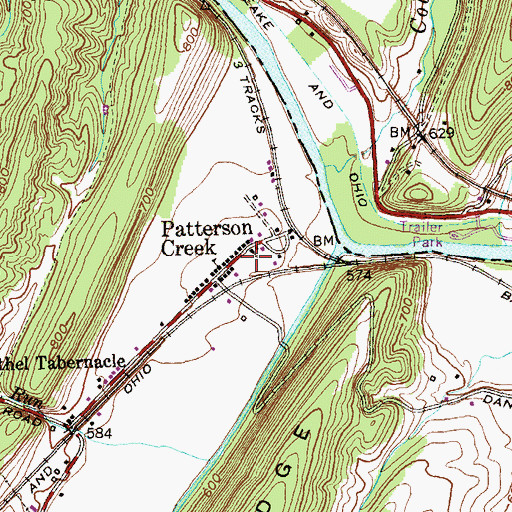 Topographic Map of Patterson Creek Volunteer Fire Department, WV