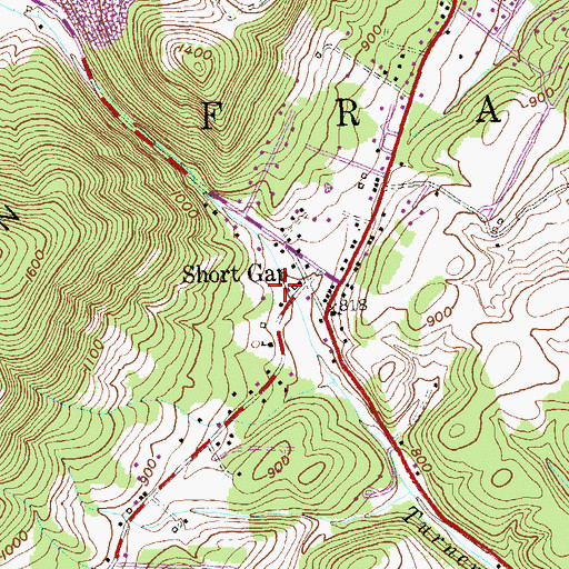 Topographic Map of Short Gap Volunteer Fire Company, WV