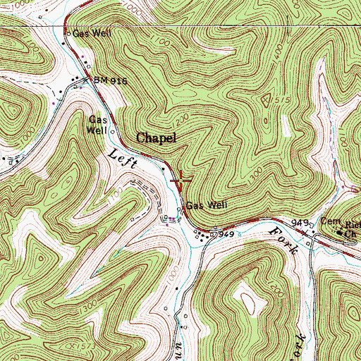 Topographic Map of Chapel Volunteer Fire Department, WV