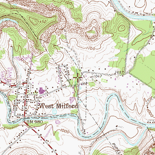Topographic Map of West Milford Community Volunteer Fire Department, WV