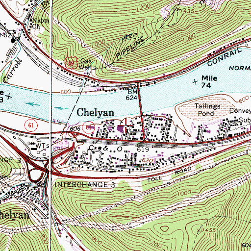 Topographic Map of East Bank Volunteer Fire Department Chelyan Substation, WV