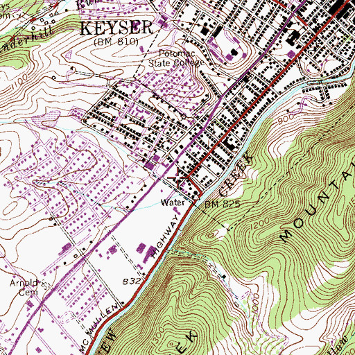 Topographic Map of West Virginia Division of Forestry Mineral County Field Office, WV