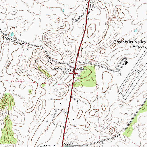 Topographic Map of Lewisburg Volunteer Fire Department Station 2, WV