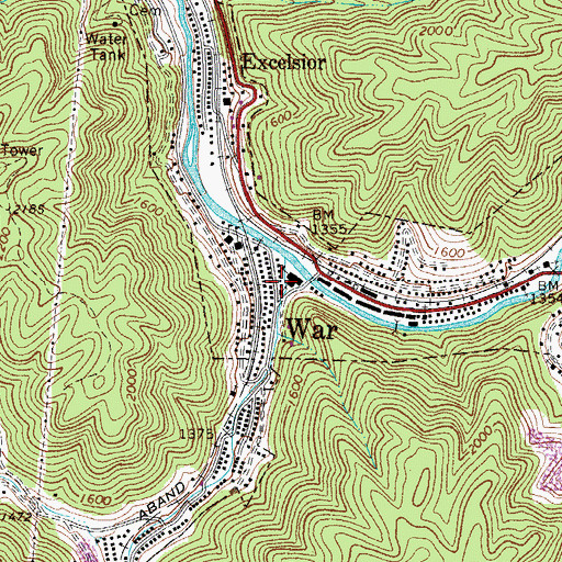 Topographic Map of War Volunteer Fire Department, WV
