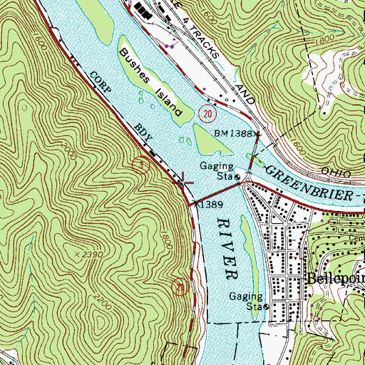 Topographic Map of Summers County Volunteer Fire Department, WV