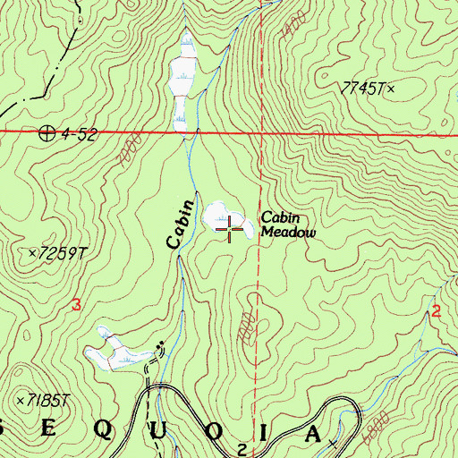 Topographic Map of Cabin Meadow, CA
