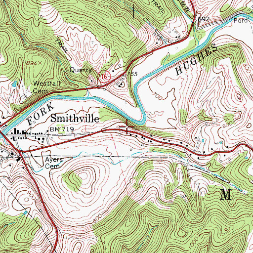 Topographic Map of Smithville Volunteer Fire Department, WV