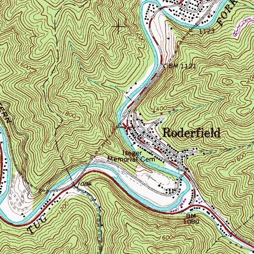 Topographic Map of Roderfield Volunteer Fire Department, WV