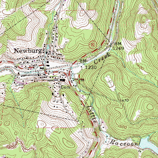 Topographic Map of Newburg Volunteer Fire Department, WV