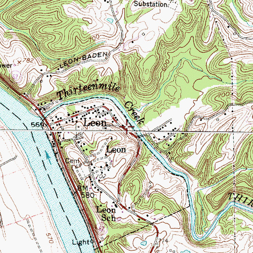 Topographic Map of Leon Volunteer Fire Department, WV