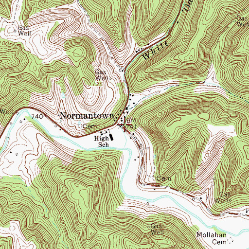 Topographic Map of Gilmer County Volunteer Fire Department Normantown Station, WV