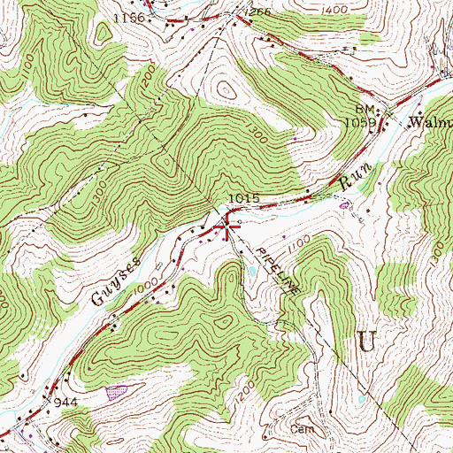 Topographic Map of Winfield District Volunteer Fire Department Colfax Station, WV