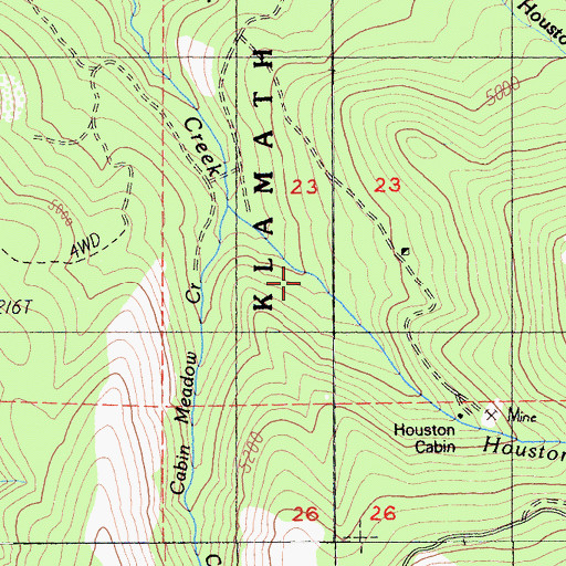 Topographic Map of Cabin Meadow Creek, CA