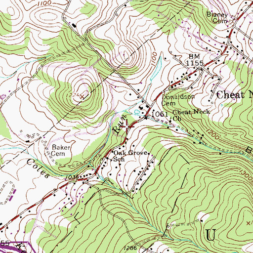 Topographic Map of Cheat Lake Volunteer Fire Department, WV