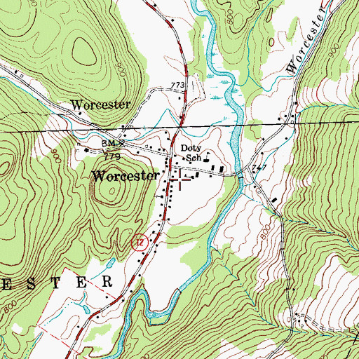 Topographic Map of Worcester First Aid Stabilization Team Squad, VT