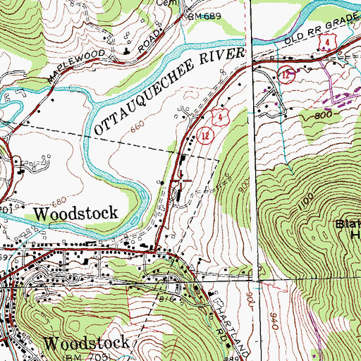 Topographic Map of Woodstock Ambulance Service, VT