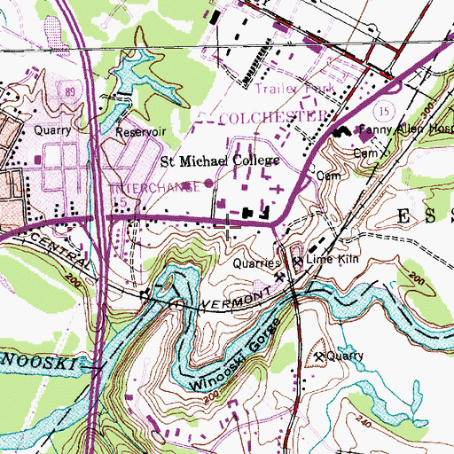 Topographic Map of Robert E Sutton Fire and Rescue Station, VT