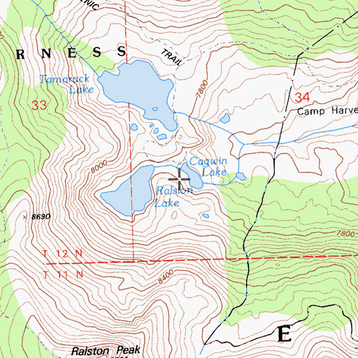 Topographic Map of Cagwin Lake, CA