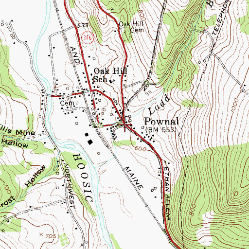 Topographic Map of Pownal Rescue Squad, VT