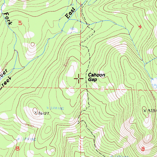 Topographic Map of Cahoon Gap, CA