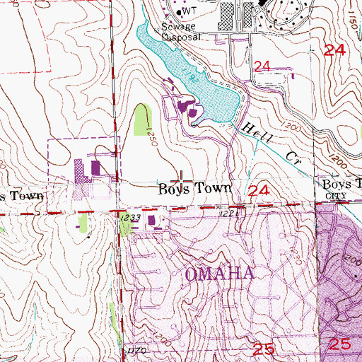 Topographic Map of Boys Town National Research Hospital - Pacific Street, NE