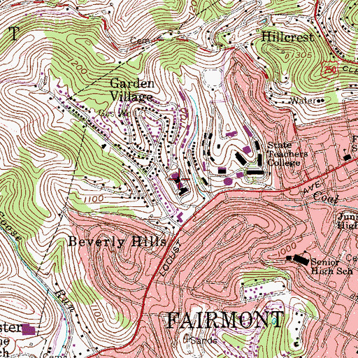 Topographic Map of HealthSouth Mountainview Regional Rehabilitation Hospital, WV