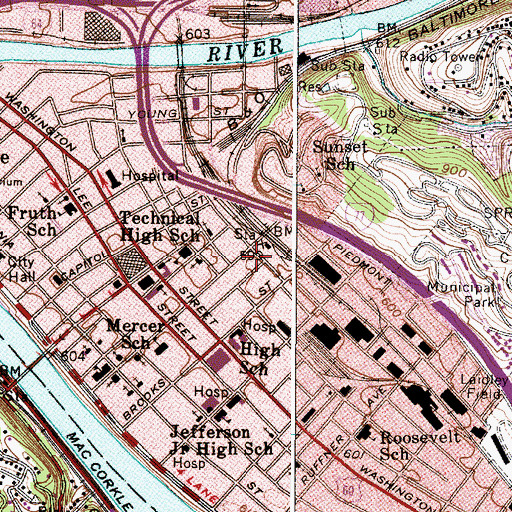 Topographic Map of Prestera Center Crisis Unit East, WV