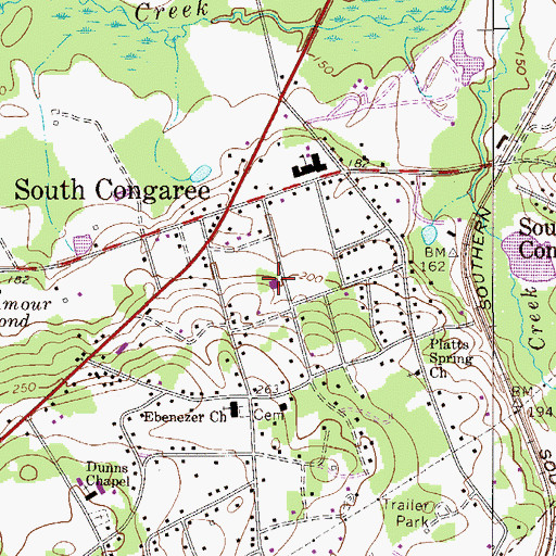 Topographic Map of Lexington County Fire Service South Congaree, SC