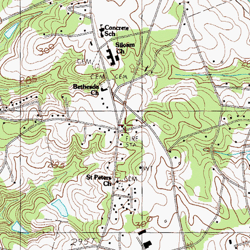 Topographic Map of Anderson County Fire Protection Service Powdersville, SC