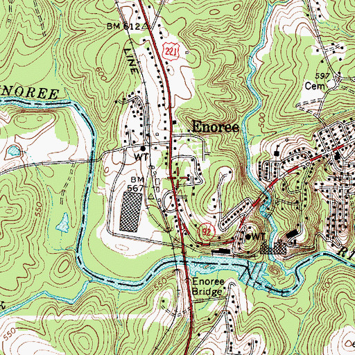 Topographic Map of Enoree Fire Department, SC
