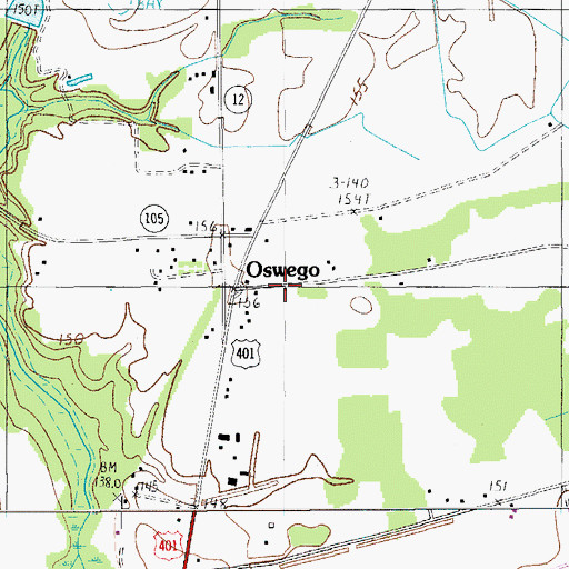 Topographic Map of Sumter Fire Department Oswego Station 14, SC