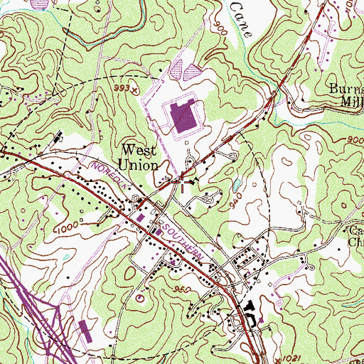 Topographic Map of Oconee County Rural Fire Department West Union, SC