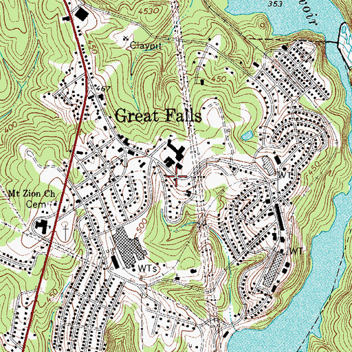 Topographic Map of Great Falls Fire Department, SC