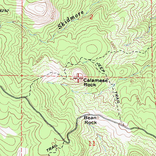 Topographic Map of Calamese Rock, CA