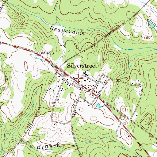 Topographic Map of Silverstreet Fire Department, SC