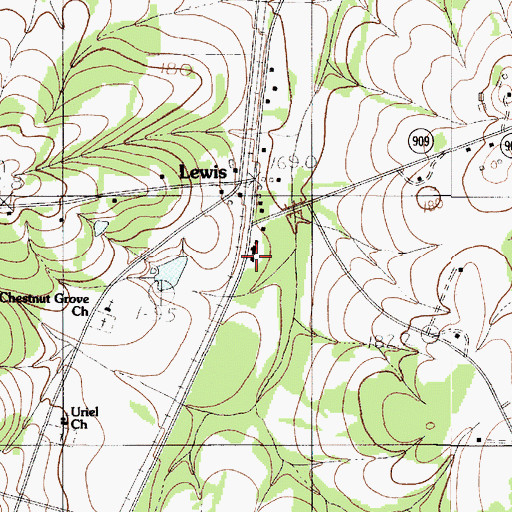 Topographic Map of Lewis Fire Department Lewis, SC