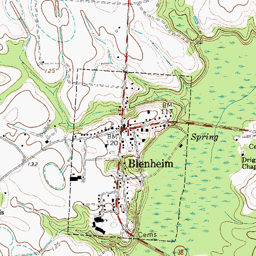 Topographic Map of Blenheim Fire Department Blenheim, SC