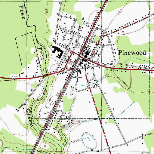Topographic Map of Sumter Fire Department Pinewood Station 2, SC