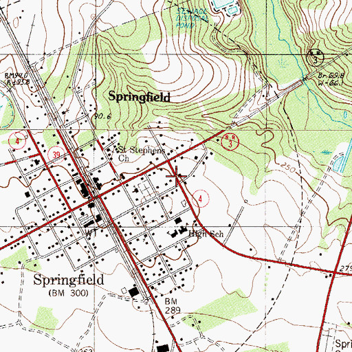 Topographic Map of Springfield Fire Department, SC